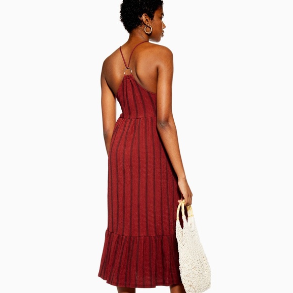 Red Stripe Crinkle Sun Dress Topshop - Picture 2 of 6
